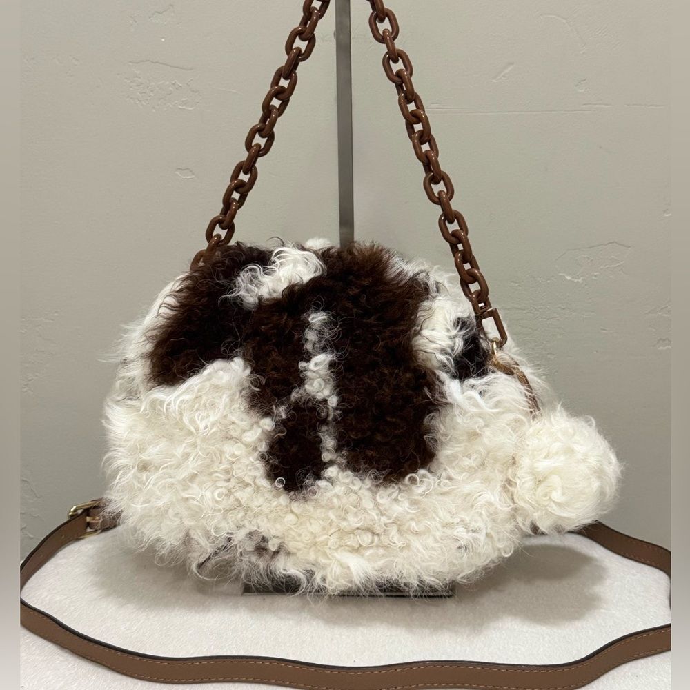 Handmade Natural Curly Shearling Handbag, Real Lamb Fur Shoulder Bag/Crossbody